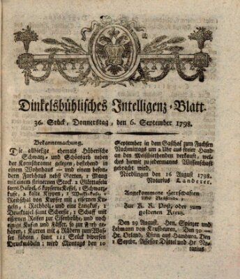 Dinkelsbühlisches Intelligenz-Blatt Donnerstag 6. September 1798
