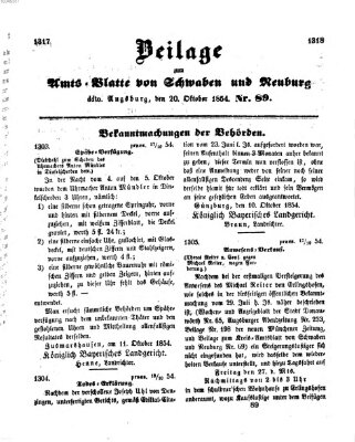 Königlich Bayerisches Kreis-Amtsblatt von Schwaben und Neuburg Freitag 20. Oktober 1854
