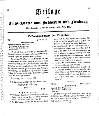 Königlich Bayerisches Kreis-Amtsblatt von Schwaben und Neuburg Dienstag 20. Februar 1855