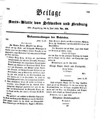Königlich Bayerisches Kreis-Amtsblatt von Schwaben und Neuburg Dienstag 5. Juni 1855