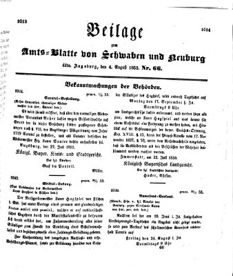 Königlich Bayerisches Kreis-Amtsblatt von Schwaben und Neuburg Samstag 4. August 1855