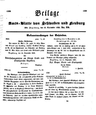 Königlich Bayerisches Kreis-Amtsblatt von Schwaben und Neuburg Dienstag 18. September 1855