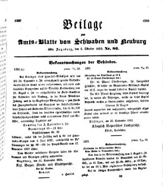 Königlich Bayerisches Kreis-Amtsblatt von Schwaben und Neuburg Dienstag 9. Oktober 1855