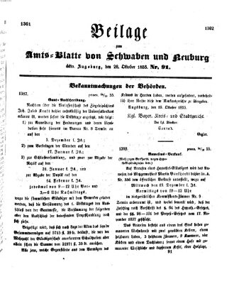 Königlich Bayerisches Kreis-Amtsblatt von Schwaben und Neuburg Freitag 26. Oktober 1855