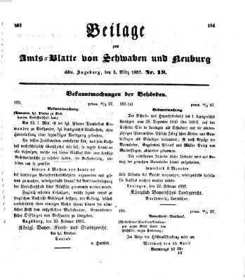 Königlich Bayerisches Kreis-Amtsblatt von Schwaben und Neuburg Dienstag 3. März 1857