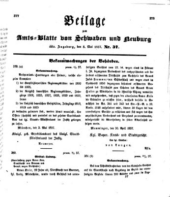 Königlich Bayerisches Kreis-Amtsblatt von Schwaben und Neuburg Dienstag 5. Mai 1857