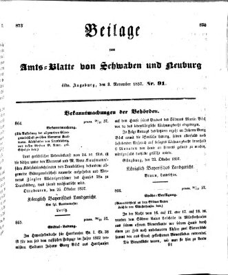 Königlich Bayerisches Kreis-Amtsblatt von Schwaben und Neuburg Dienstag 3. November 1857
