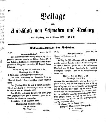 Königlich Bayerisches Kreis-Amtsblatt von Schwaben und Neuburg Dienstag 9. Februar 1858
