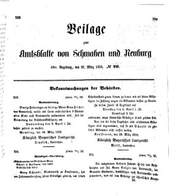 Königlich Bayerisches Kreis-Amtsblatt von Schwaben und Neuburg Freitag 26. März 1858