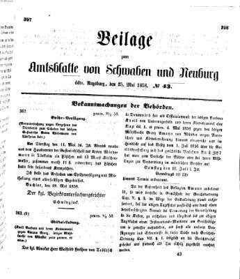 Königlich Bayerisches Kreis-Amtsblatt von Schwaben und Neuburg Dienstag 25. Mai 1858