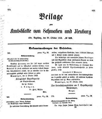 Königlich Bayerisches Kreis-Amtsblatt von Schwaben und Neuburg Freitag 29. Oktober 1858