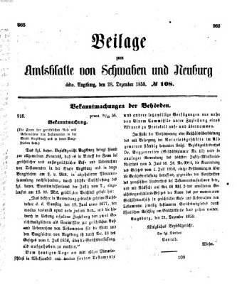 Königlich Bayerisches Kreis-Amtsblatt von Schwaben und Neuburg Dienstag 28. Dezember 1858