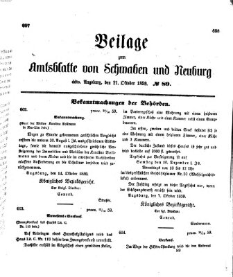 Königlich Bayerisches Kreis-Amtsblatt von Schwaben und Neuburg Freitag 21. Oktober 1859