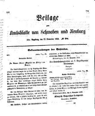Königlich Bayerisches Kreis-Amtsblatt von Schwaben und Neuburg Dienstag 22. November 1859