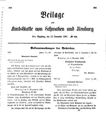 Königlich Bayerisches Kreis-Amtsblatt von Schwaben und Neuburg Dienstag 13. November 1860