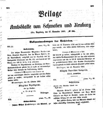 Königlich Bayerisches Kreis-Amtsblatt von Schwaben und Neuburg Dienstag 27. November 1860