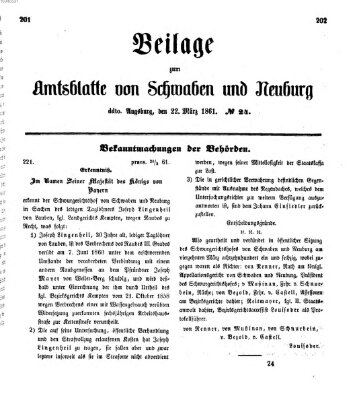 Königlich Bayerisches Kreis-Amtsblatt von Schwaben und Neuburg Freitag 22. März 1861