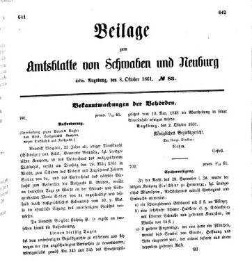Königlich Bayerisches Kreis-Amtsblatt von Schwaben und Neuburg Dienstag 8. Oktober 1861