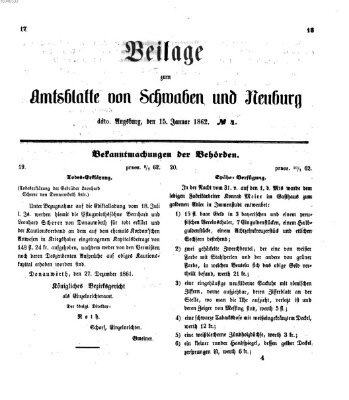 Königlich Bayerisches Kreis-Amtsblatt von Schwaben und Neuburg Mittwoch 15. Januar 1862