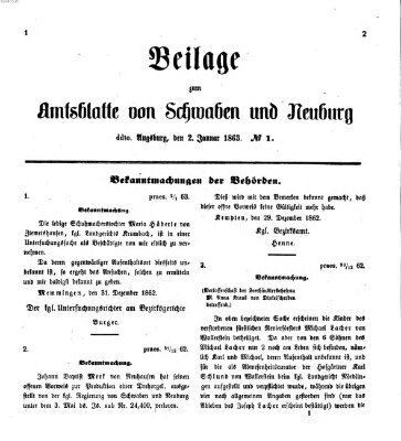 Königlich Bayerisches Kreis-Amtsblatt von Schwaben und Neuburg Freitag 2. Januar 1863