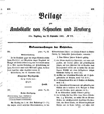 Königlich Bayerisches Kreis-Amtsblatt von Schwaben und Neuburg Mittwoch 23. September 1863