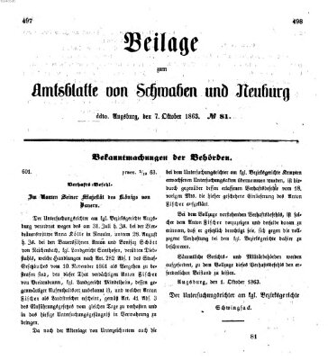 Königlich Bayerisches Kreis-Amtsblatt von Schwaben und Neuburg Mittwoch 7. Oktober 1863