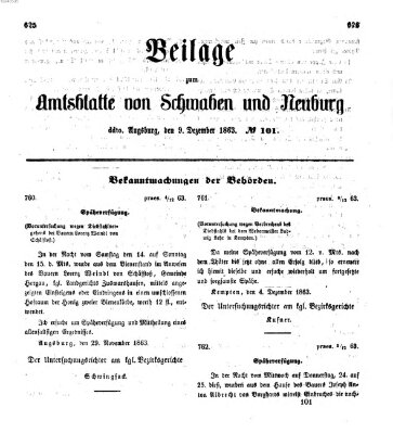 Königlich Bayerisches Kreis-Amtsblatt von Schwaben und Neuburg Mittwoch 9. Dezember 1863