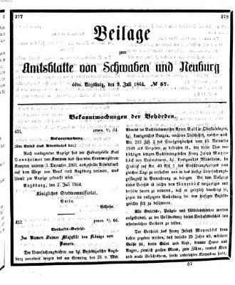 Königlich Bayerisches Kreis-Amtsblatt von Schwaben und Neuburg Samstag 9. Juli 1864