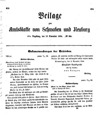 Königlich Bayerisches Kreis-Amtsblatt von Schwaben und Neuburg Mittwoch 16. November 1864