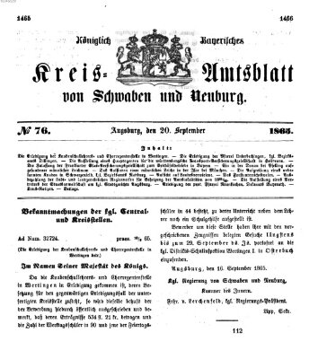 Königlich Bayerisches Kreis-Amtsblatt von Schwaben und Neuburg Mittwoch 20. September 1865
