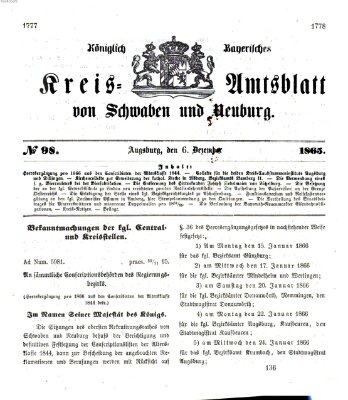 Königlich Bayerisches Kreis-Amtsblatt von Schwaben und Neuburg Mittwoch 6. Dezember 1865