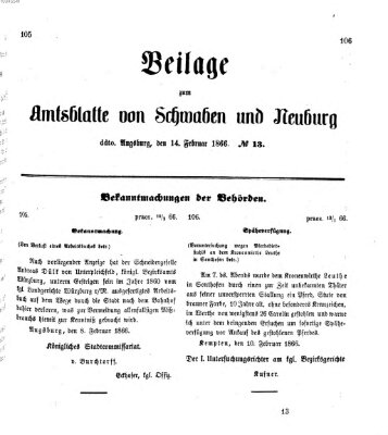 Königlich Bayerisches Kreis-Amtsblatt von Schwaben und Neuburg Mittwoch 14. Februar 1866