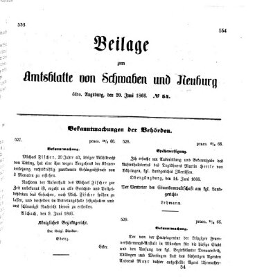 Königlich Bayerisches Kreis-Amtsblatt von Schwaben und Neuburg Mittwoch 20. Juni 1866
