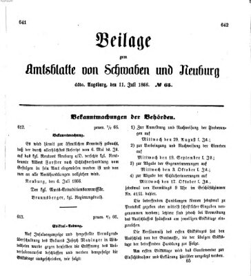 Königlich Bayerisches Kreis-Amtsblatt von Schwaben und Neuburg Mittwoch 11. Juli 1866