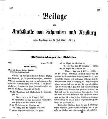 Königlich Bayerisches Kreis-Amtsblatt von Schwaben und Neuburg Mittwoch 25. Juli 1866
