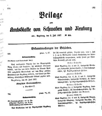 Königlich Bayerisches Kreis-Amtsblatt von Schwaben und Neuburg Mittwoch 3. Juli 1867