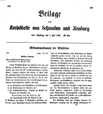 Königlich Bayerisches Kreis-Amtsblatt von Schwaben und Neuburg Mittwoch 1. Juli 1868