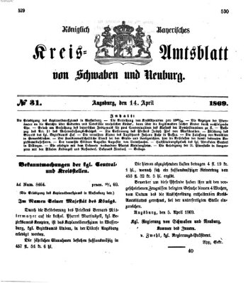Königlich Bayerisches Kreis-Amtsblatt von Schwaben und Neuburg Mittwoch 14. April 1869