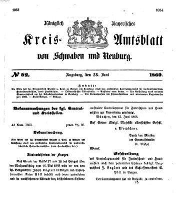 Königlich Bayerisches Kreis-Amtsblatt von Schwaben und Neuburg Mittwoch 23. Juni 1869