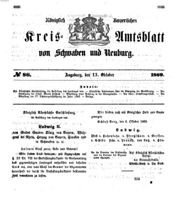 Königlich Bayerisches Kreis-Amtsblatt von Schwaben und Neuburg Mittwoch 13. Oktober 1869