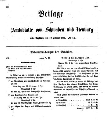 Königlich Bayerisches Kreis-Amtsblatt von Schwaben und Neuburg Mittwoch 10. Februar 1869
