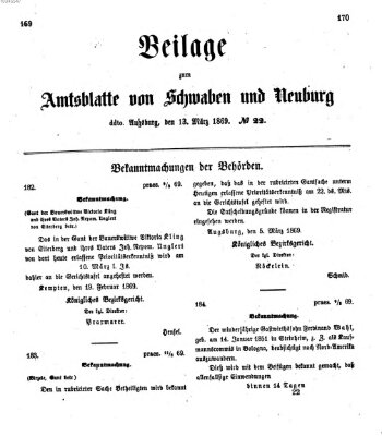Königlich Bayerisches Kreis-Amtsblatt von Schwaben und Neuburg Samstag 13. März 1869