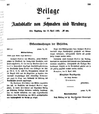 Königlich Bayerisches Kreis-Amtsblatt von Schwaben und Neuburg Samstag 10. April 1869