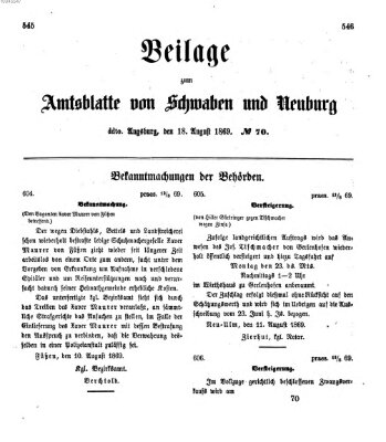 Königlich Bayerisches Kreis-Amtsblatt von Schwaben und Neuburg Mittwoch 18. August 1869
