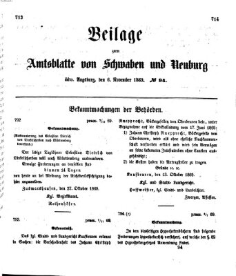Königlich Bayerisches Kreis-Amtsblatt von Schwaben und Neuburg Samstag 6. November 1869
