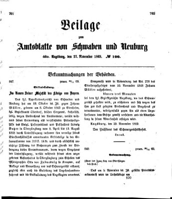 Königlich Bayerisches Kreis-Amtsblatt von Schwaben und Neuburg Samstag 27. November 1869