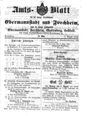 Amtsblatt für die Königlichen Bezirksämter Forchheim und Ebermannstadt sowie für die Königliche Stadt Forchheim Samstag 8. August 1863