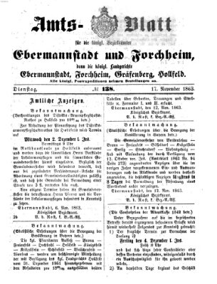 Amtsblatt für die Königlichen Bezirksämter Forchheim und Ebermannstadt sowie für die Königliche Stadt Forchheim Dienstag 17. November 1863