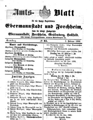 Amtsblatt für die Königlichen Bezirksämter Forchheim und Ebermannstadt sowie für die Königliche Stadt Forchheim Samstag 3. Februar 1866
