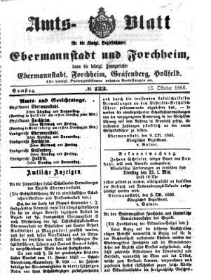 Amtsblatt für die Königlichen Bezirksämter Forchheim und Ebermannstadt sowie für die Königliche Stadt Forchheim Samstag 13. Oktober 1866